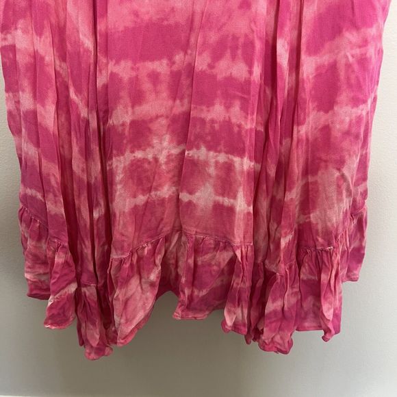 Torrid Dress Women's 1/1X Pink Tie-Dye Mini Gauze Lined Pockets Smock Stretch - Picture 7 of 14